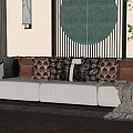 New Chinese-style three-person sofa 3d model