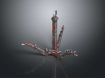 Industrial Mechanical Equipment With Metallic Structure Red Silver Details Multiple Branches Top Ring 3d model