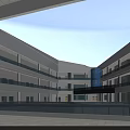 Modern School Building Complex With Sports Field Running Track And Green Lawn