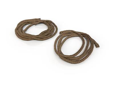 Two Practical Brown Braided Ropes for Daily Household Use and Decorative Needs 3d model