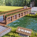 Modern bridge landscape wooden bridge pedestrian trestle bridge wooden structure suspension bridge arch bridge network red landscape bridge tourism landscape bridge 3d model