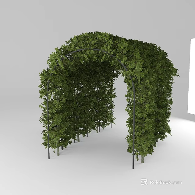 Green Vine Covered Garden Archway With Lush Leaves And Natural Design 3d model 