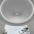 Modern Interior Ceiling Design With Geometric Patterns And Circular Light 3d model