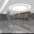 Modern Bank Lobby Interior With Spacious Design Reception Desk And Seating 3d model