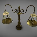 Brass Commercial Balance Scale With Dual Pans And Decorative Stand Design