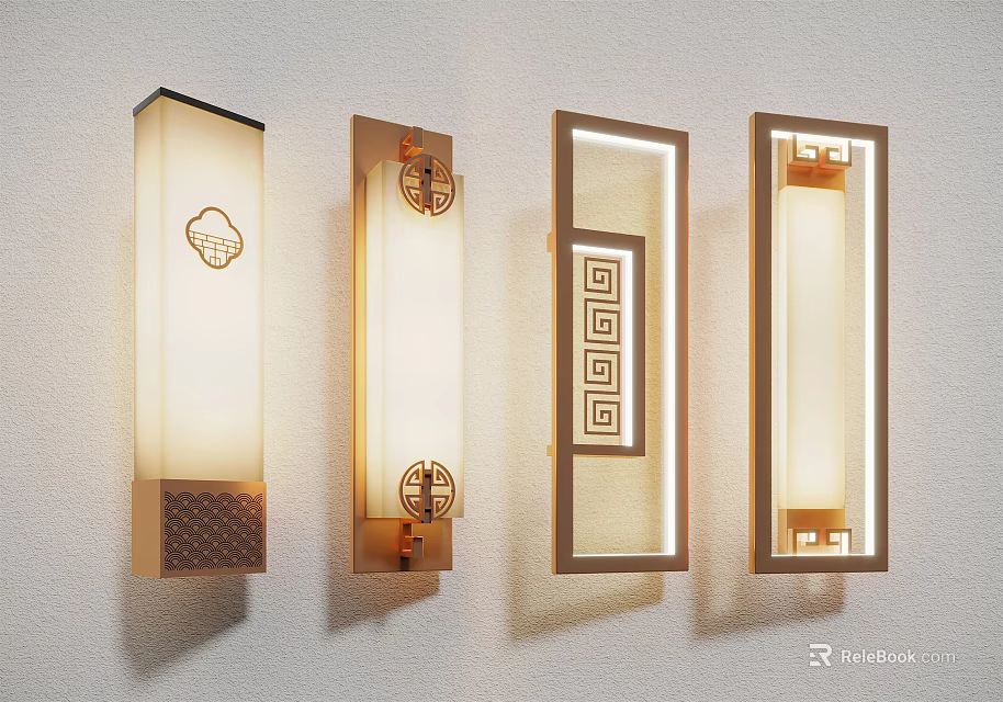 Chinese Style Wall Lamps With Traditional Patterns And Modern Design For Home Decoration 3d model 
