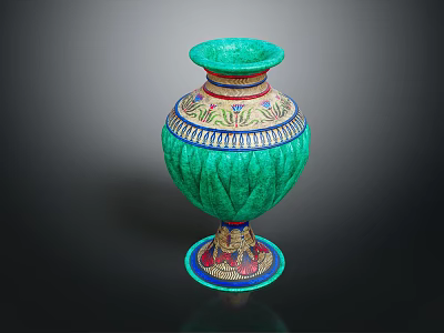 Ornamental Green Vase As Decorative Furniture Piece With Colorful Patterns And Intricate Design 3d model