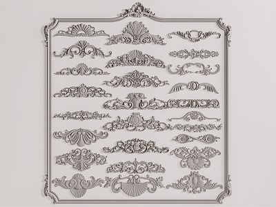 European-style Carved Plaster Line Corner Flower 3d model