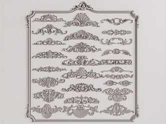 European-style Carved Plaster Line Corner Flower 3d model