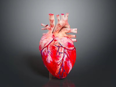 Anatomical Human Heart Organ Model With Detailed Red And Blue Blood Vessels Structure 3d model