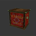 Red Pirate Themed Treasure Chest Storage Box with Wooden Frame and Decorative Text