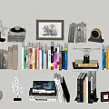 Elegant Decorative Ornaments Combination with Books Frames Sculptures Globe and Starfish for Home Decor