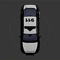 Black And White Police Car With Siren Lights And Exterior Design