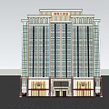 Traditional Chinese Style Hotel Building With High Rise Structure Symmetrical Facade And Golden Entrance Decorations