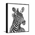 Detailed Black and White Zebra Head Animal Painting Wall Art Decor
