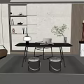 Study Desk and Chair Single Sofa 3d model