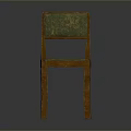 Vintage Chair With Green Patterned Backrest Upholstered Seat And Wooden Legs Design