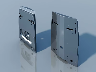 Modern Swing Door Metal Panel With Structural Holes And Industrial Design Components 3d model