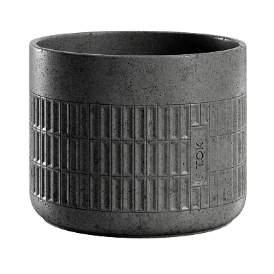 Modern Grey Textured Bonsai Pot With Geometric Patterns And Sleek Design 3d model