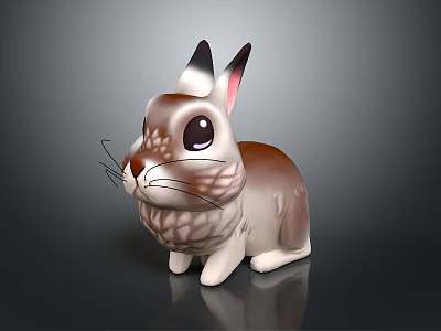 Cute 3D Rabbit Game Movie Character With Brown And White Fur Big Ears Large Eyes 3d model