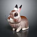 Cute 3D Rabbit Game Movie Character With Brown And White Fur Big Ears Large Eyes
