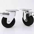 Modern Chrome Plated Swivel Caster Wheels with Black Rubber Tires and Brake