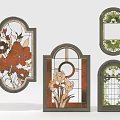 Artistic Stained Glass Windows With Floral Patterns And Various Decorative Designs