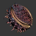 Spiky Folded Purple Red Brown Object With Textured Organic Surface And Intricate Details