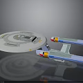 Detailed Starship Model Featuring Disc Shaped Hull And Twin Engines For Space Exploration