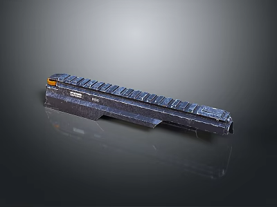 Modern Tactical Weapon Magazine With Metallic Striped Surface And Orange Tip Design Features 3d model