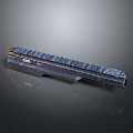 Modern Tactical Weapon Magazine With Metallic Striped Surface And Orange Tip Design Features 3d model