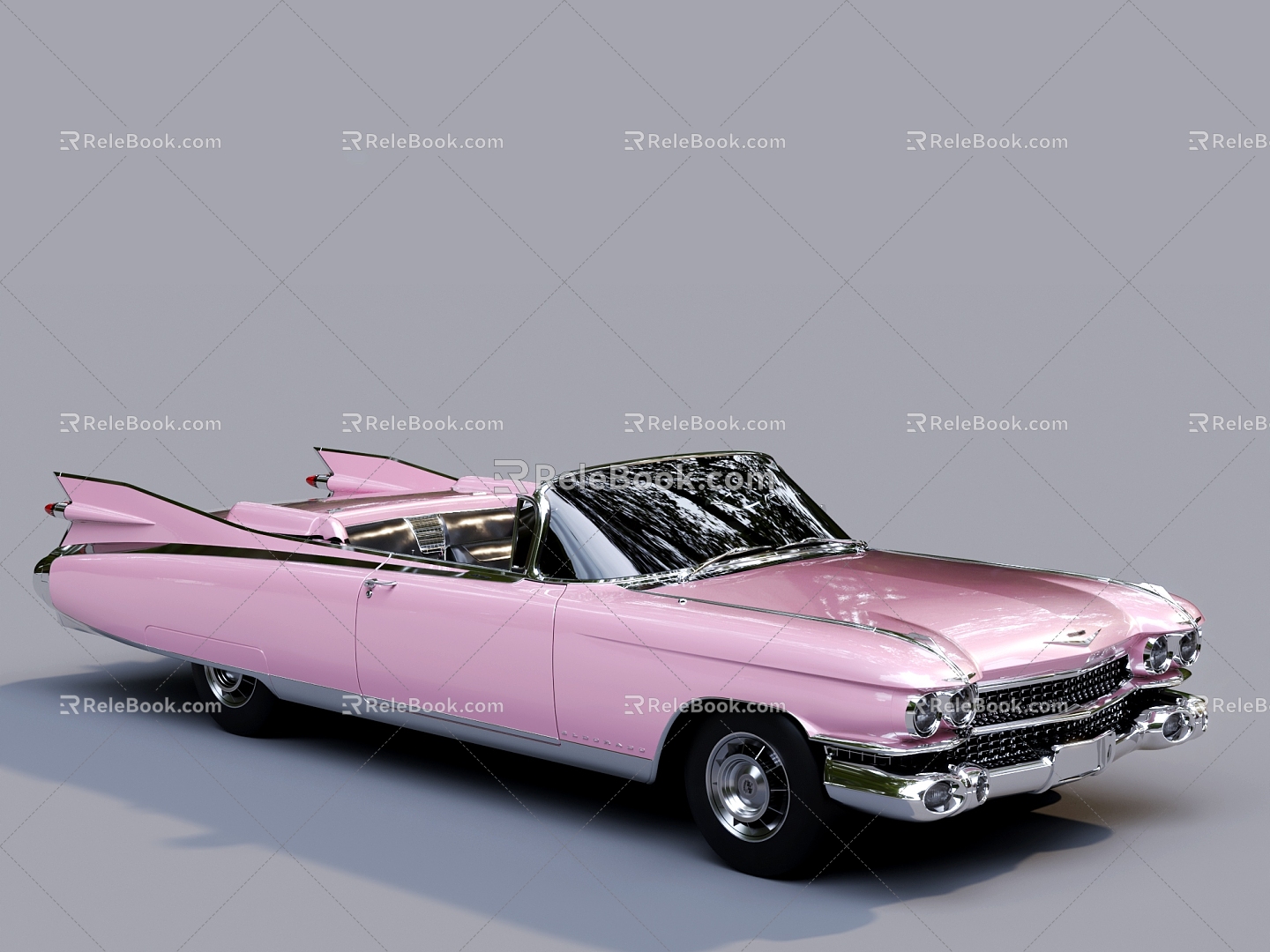 American Retro Convertible Car Cadillac Muscle Car 3d model