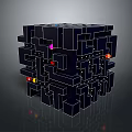 Creative Black Cube Maze Design Modern Home Living Accessory With Colorful LED Lights