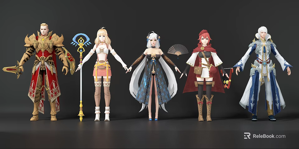 Game and Movie Characters With Varied Costumes Distinct Weapons and Mythical Styles 3d model 