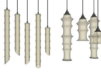 New Chinese Chandelier Bamboo Chandelier Combination 3d model
