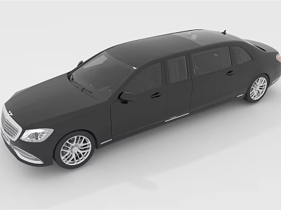 Elegant Black Luxury Limousine With Extended Body And Chrome Wheels 3d model