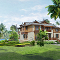 Southeast Asia single-family villa 3d model