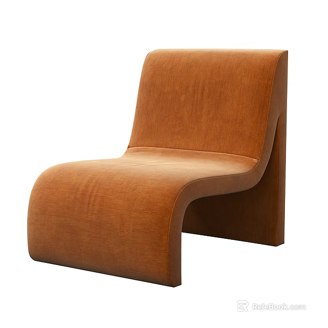 Modern Orange Upholstered Leisure Chair With Curved Comfortable Ergonomic Design 3d model 