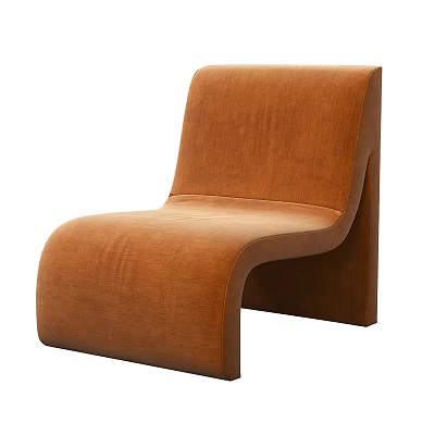 Modern Orange Upholstered Leisure Chair With Curved Comfortable Ergonomic Design 3d model