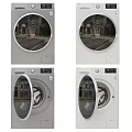 White and Grey Modern Washing Machines with Transparent Door and Control Panel