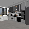 Modern Kitchen Interior With White Cabinets Stainless Steel Appliances And Marble Countertop