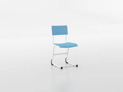 Light Blue Leisure Chair with White Frame and Black Small Wheels Simple Design 3d model