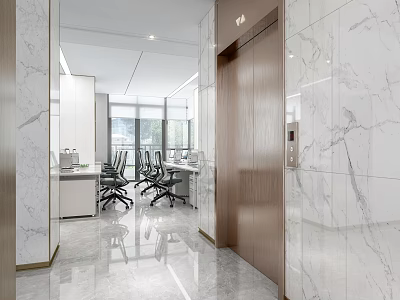 Elevator office area Modern public office area 3d model
