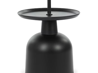 Stylish Black Side Table With Round Tray Top And Bell Shaped Base Design 3d model