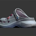 Kids Clogs With White Upper Pink Decorations Cartoon Design And Purple Insole