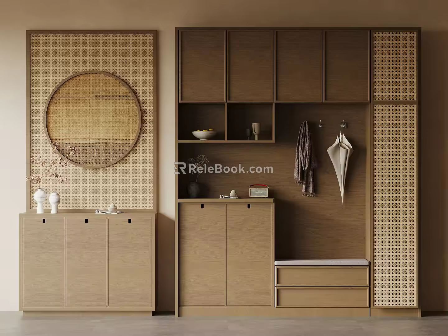 Middle style shoe cabinet 3d model