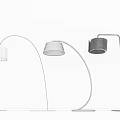Modern Floor Lamps with Curved Straight Designs and White Black Shades on Grey Background