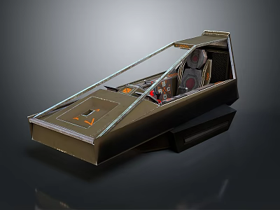 Futuristic Metallic Enclosed Cabin With Transparent Roof Interior Seats And Dashboard 3d model