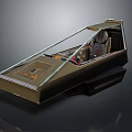 Futuristic Metallic Enclosed Cabin With Transparent Roof Interior Seats And Dashboard