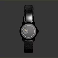 Black Leather Strap Wristwatch With Round Dial And Buckle Closure 3d model